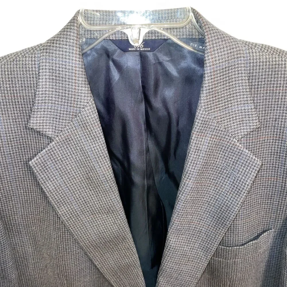 Brooks Brothers 346 Men’s Dress Blazer Size 44L Gray Houndstooth Silk Blend